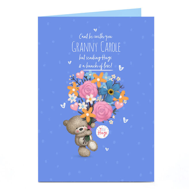 Personalised Hugs Bear Card - Granny Can't Be With You