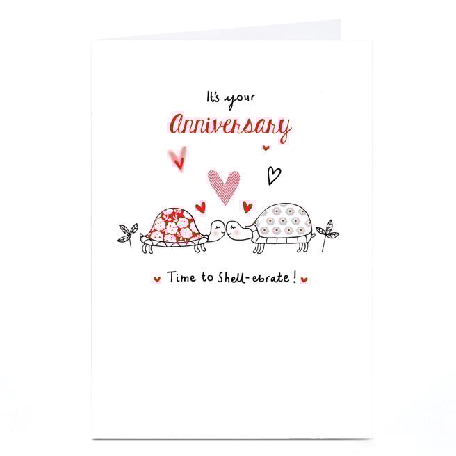 Personalised Anniversary Card - Tortoise Couple Time To Shell-ebrate