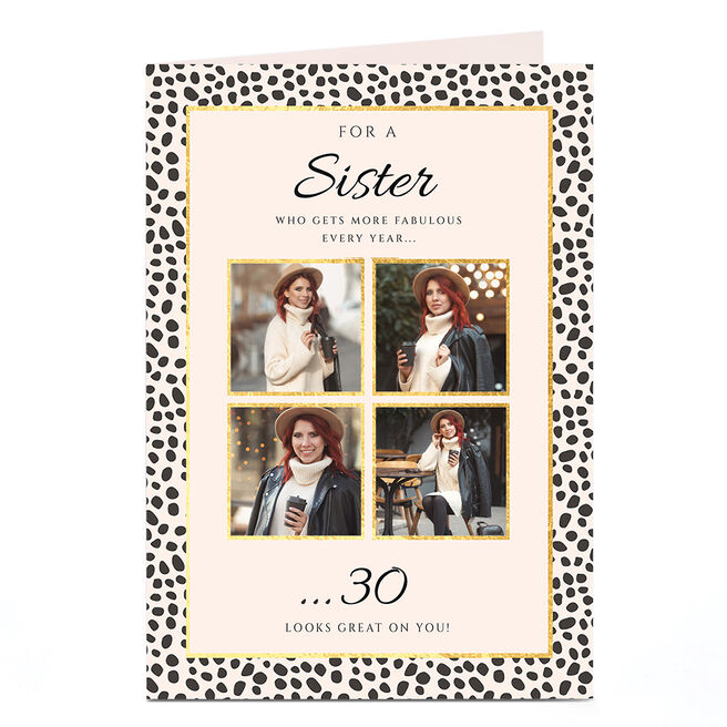 Photo Sister Birthday Card - Spots, Editable Age