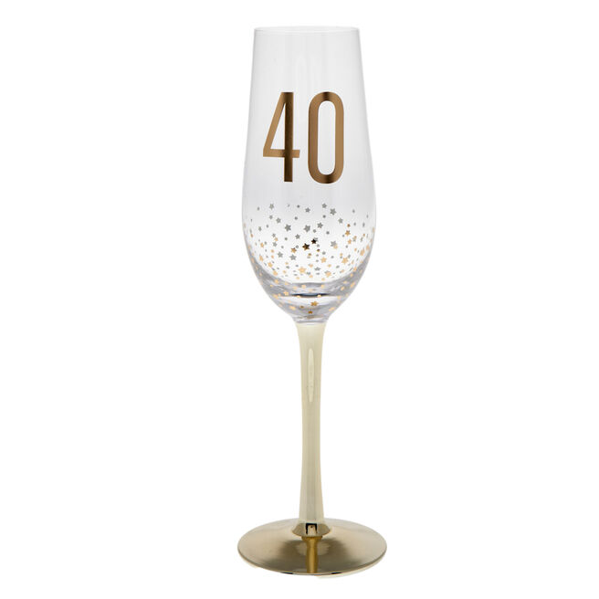 40th Birthday Gold Stars Champagne Flute