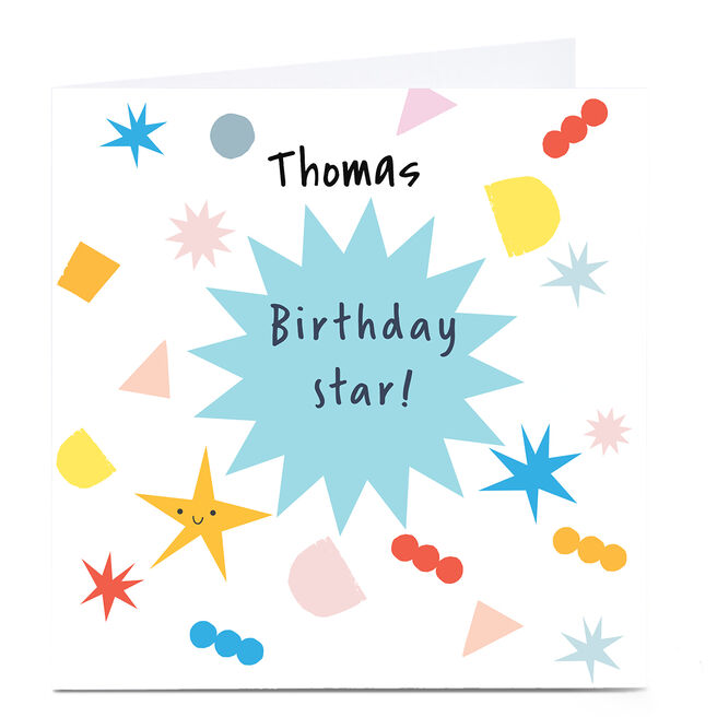 Personalised Squirrel Bandit Birthday Card - Star
