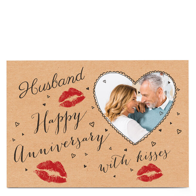 Photo Anniversary Card - Lipstick Kisses