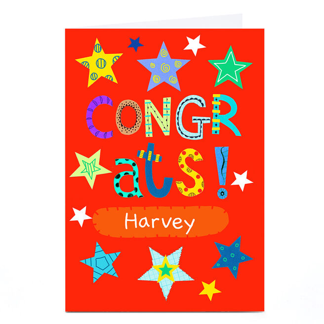 Personalised Lindsay Loves To Draw Congratulations Card - Stars