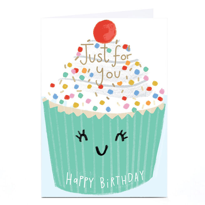 Personalised Birthday Card - Just For You Cupcake Smile
