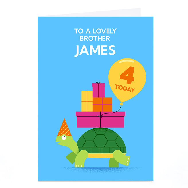 Personalised Jamie Nash Birthday Card - Turtle & Gifts, Editable Age