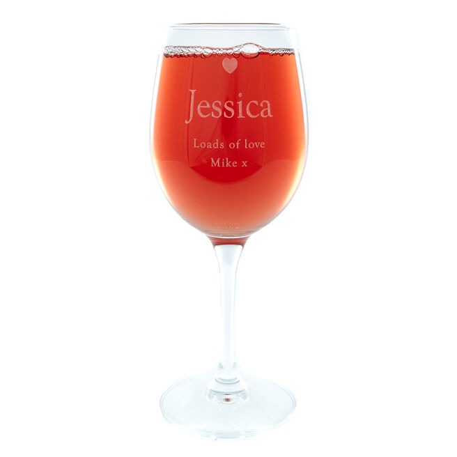 Personalised Love Heart Wine Glass