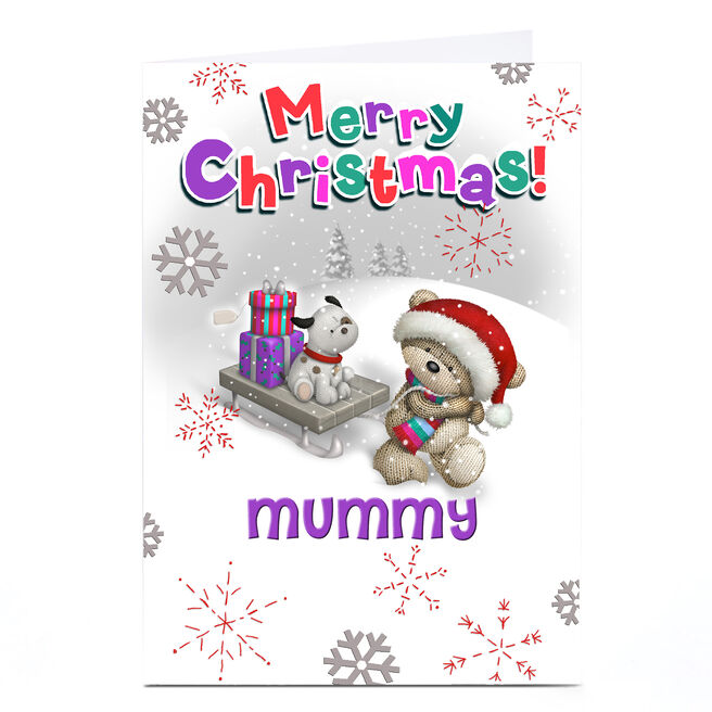 Personalised Hugs Christmas Card - Dog On Sledge