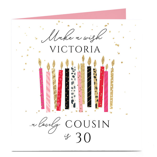Personalised Birthday Card - Cousin, Make A Wish, Editable Age
