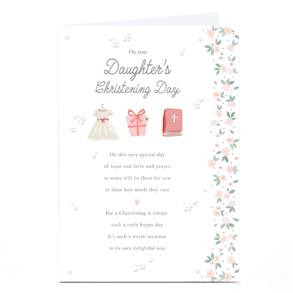 Weiße Baumwollkarte 'Christening Day' – Handgemacht, Extra Groß & Perfekt Zur Taufe!