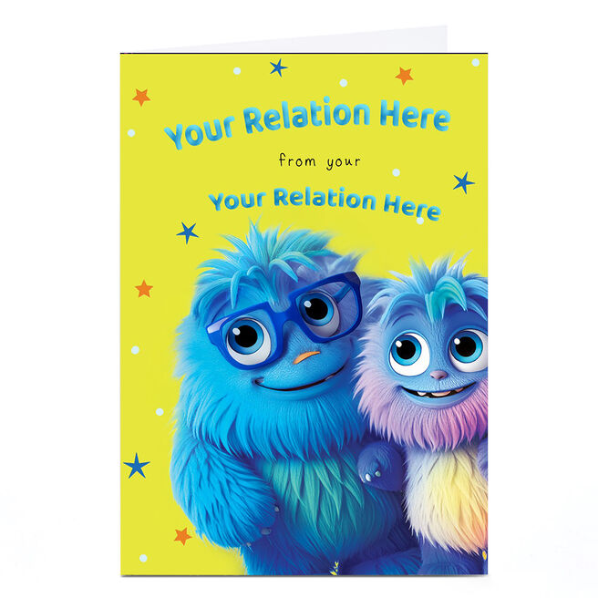 Personalised Father's Day Card - Fluffy Monsters, Any Names