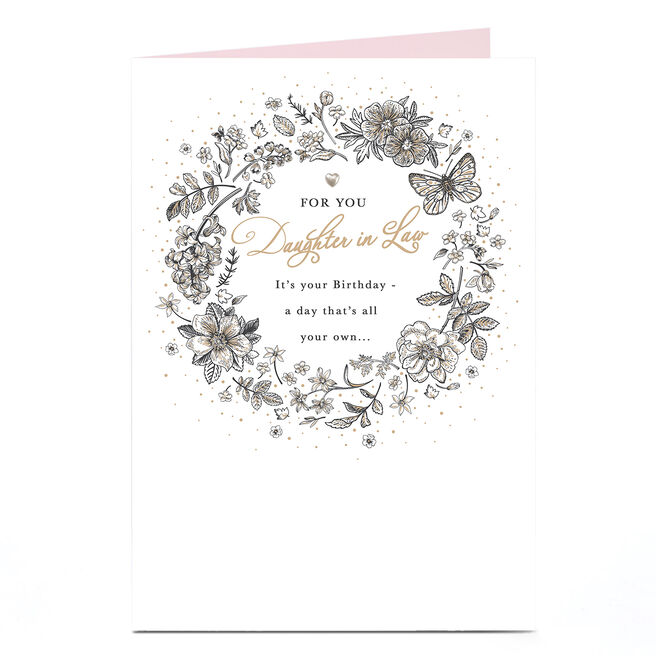 Birthday Card - Classic Flower Wreath, Daughter-in-Law