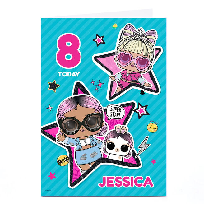 Personalised L.O.L. Surprise! Birthday Card - Super Star!, Editable Age