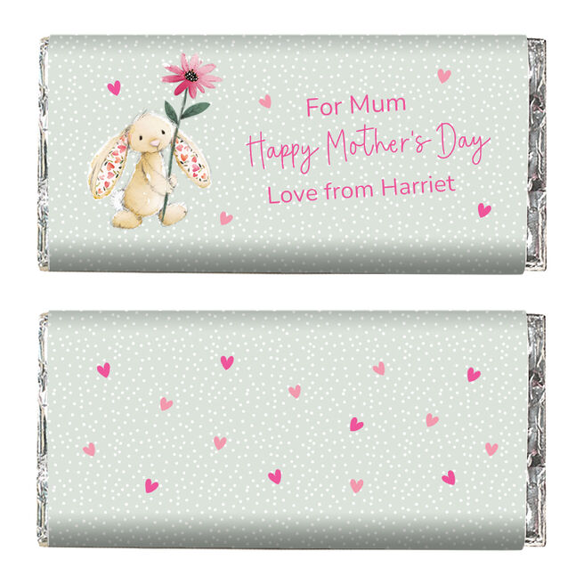 Personalised Mother's Day Chocolate Bar - Bunny with Flower