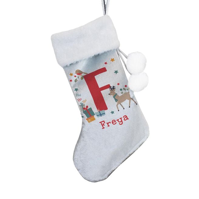 Personalised Initial Reindeer Christmas Stocking
