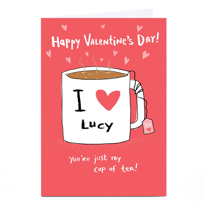 Personalised Hew Ma Valentine's Day Card - Cup Of Tea