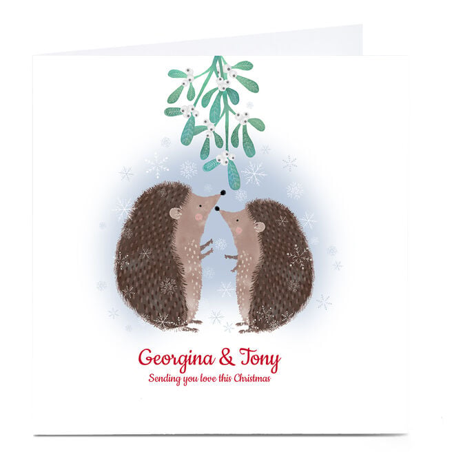 Personalised Kerry Spurling Christmas Card - 2 Hedgehogs