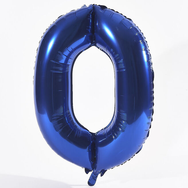 Blue Number 0 Foil Giant Helium Balloon (Deflated)