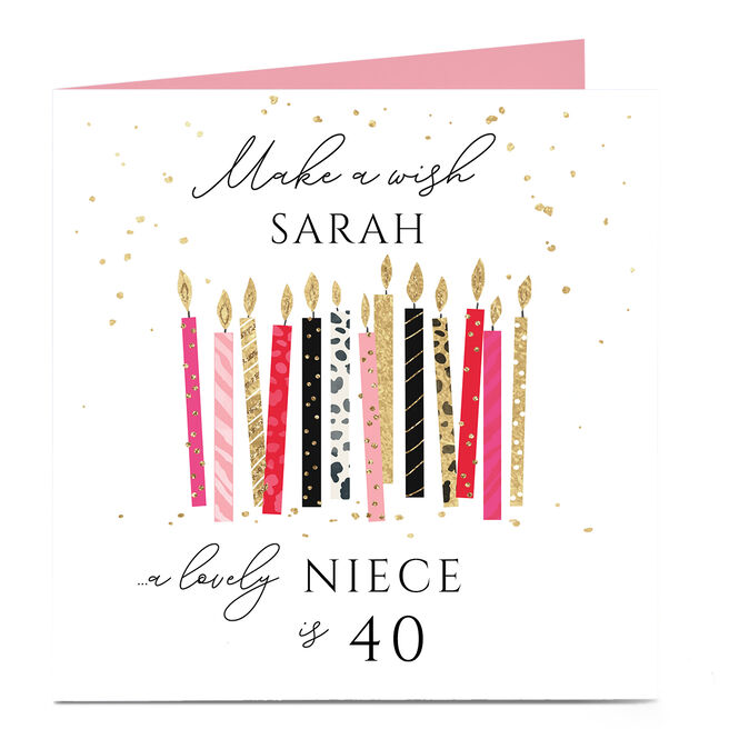Personalised Birthday Card - Make A Wish Niece, Editable Age & Recipient