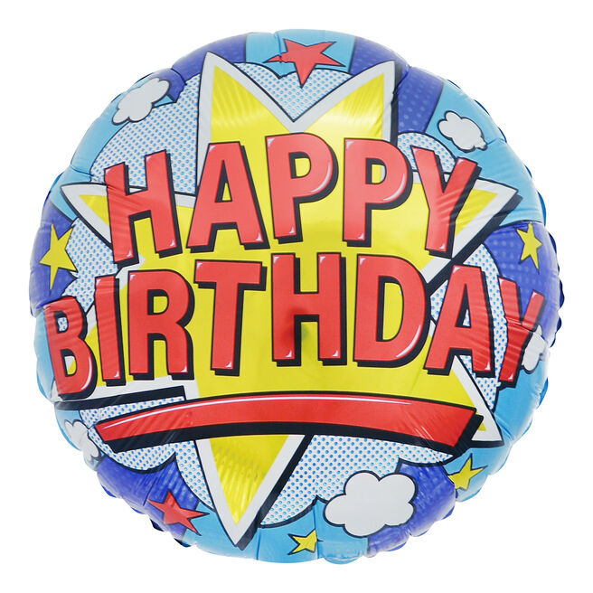 Pop Art Happy Birthday 18-Inch Foil Helium Balloon