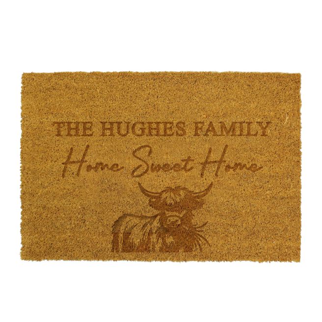 Personalised Highland Cow Doormat