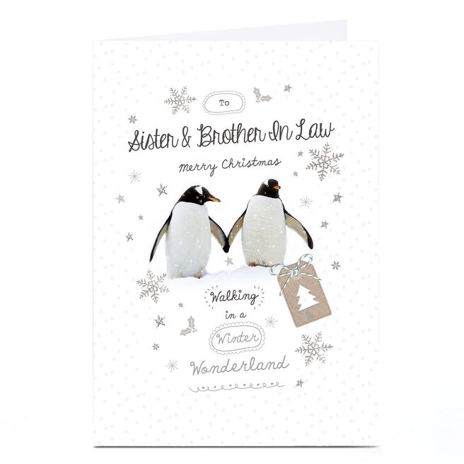 Personalised Christmas Card - Penguins - Sister and Brother-In-Law