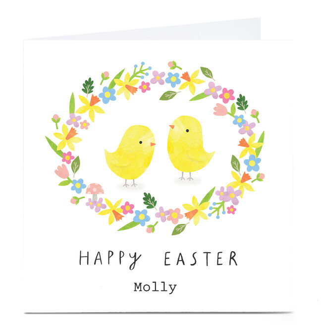 Personalised Lemon & Sugar Easter Card - Chicks in Wreath