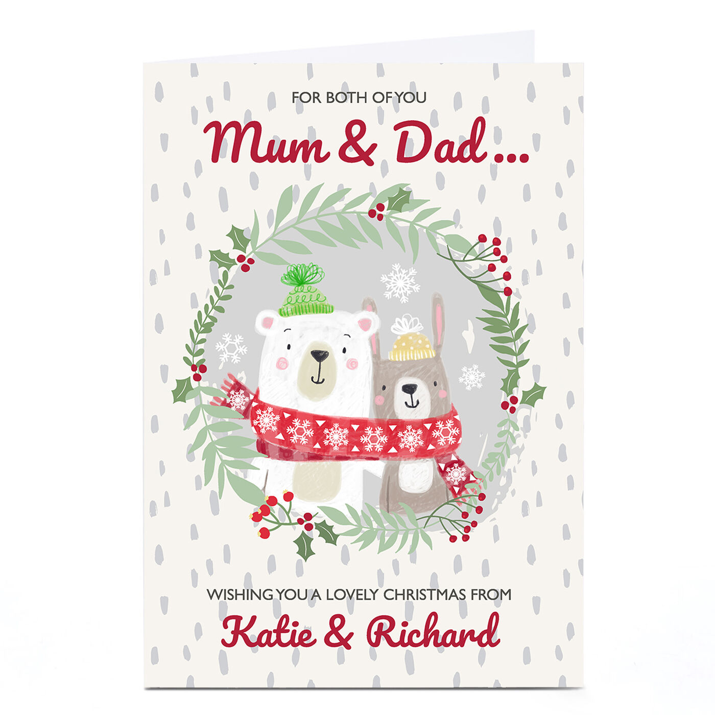 Buy Personalised Bev Hopwood Christmas Card Mum & Dad for GBP 2.29