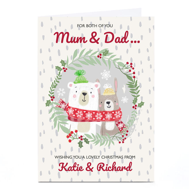 Personalised Bev Hopwood Christmas Card - Mum & Dad