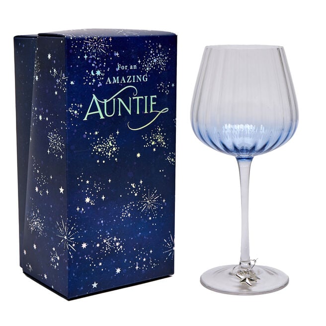 Amazing Auntie Wine Glass With Charm