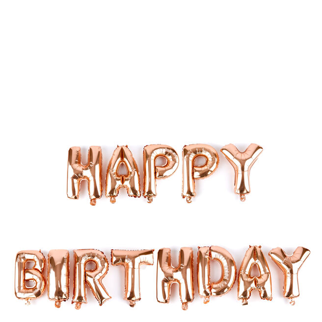 Happy Birthday Rose Gold Balloon Banner Kit