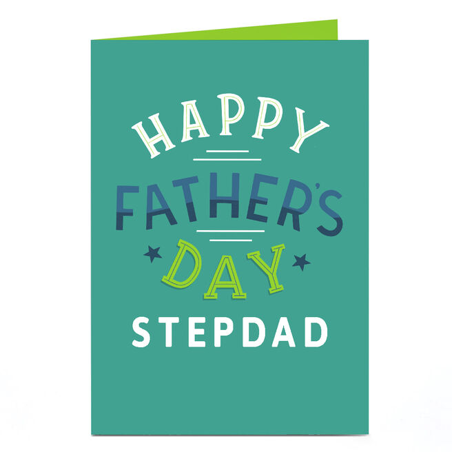 Personalised Father's Day Card - Bright Green Text - Stepdad