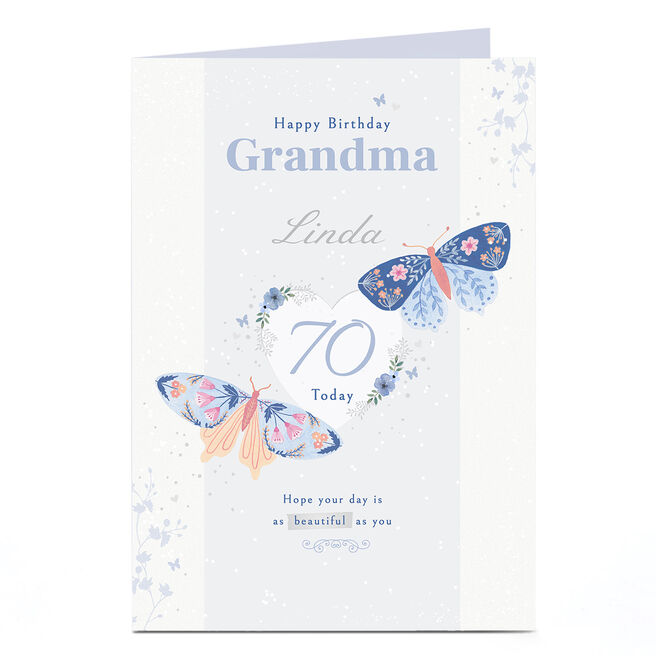 Personalised Studio Birthday Card - Butterflies, Editable Age