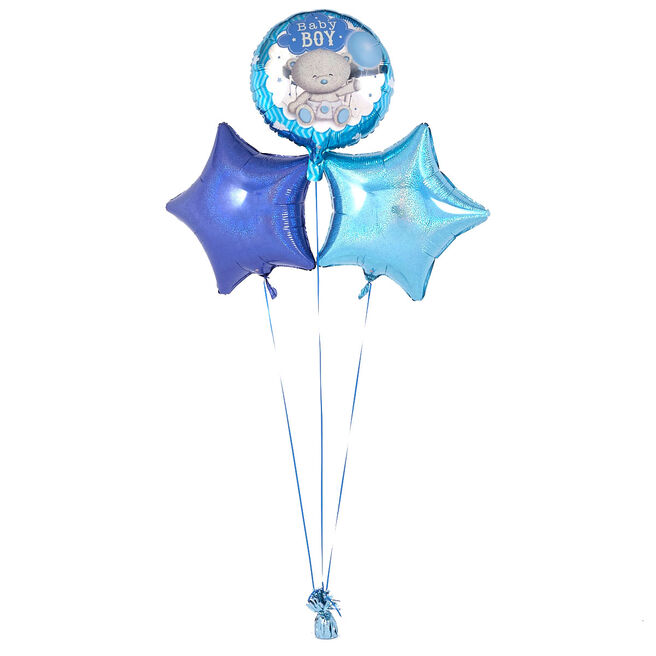 Baby Boy Blue Balloon Bouquet - DELIVERED INFLATED!