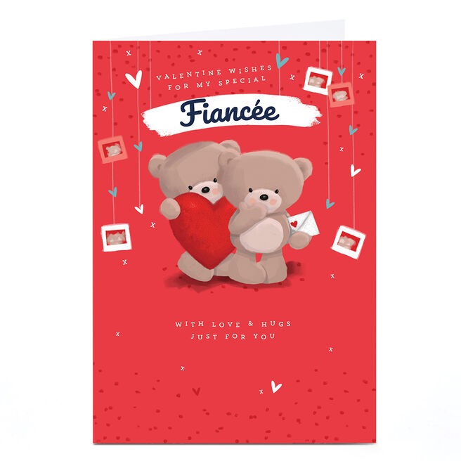 Personalised Hugs Valentine's Day Card - With Love and Hugs, Fiancee