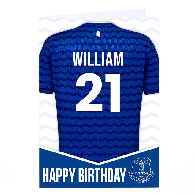 Personalised Football Birthday Card - Everton Shirt and Number
