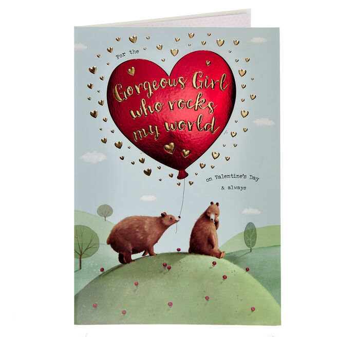 Gorgeous Girl Bears & Heart Valentine's Day Card