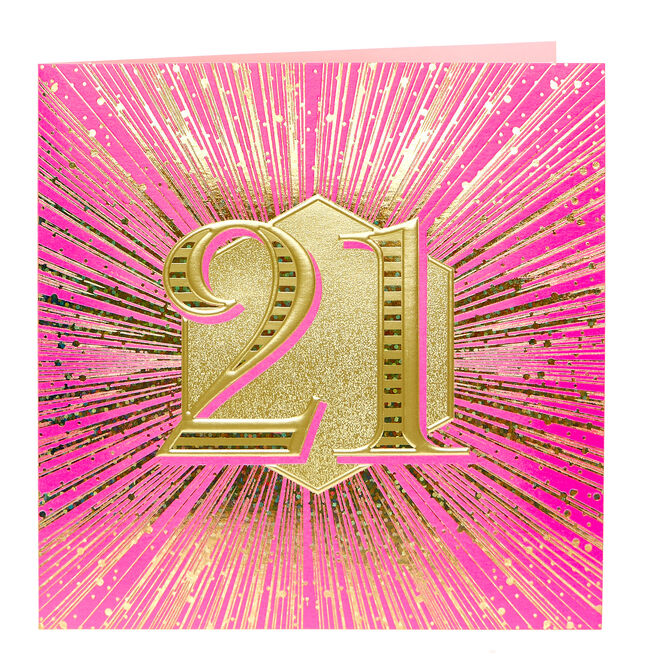 21st Birthday Card - Pink & Gold
