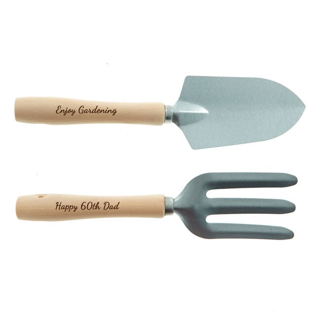 Personalised Engraved Stainless Steel Trowel and Fork Set