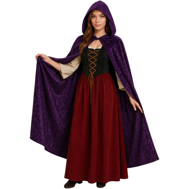Fancy Dress Adult Hooded Purple Cape 
