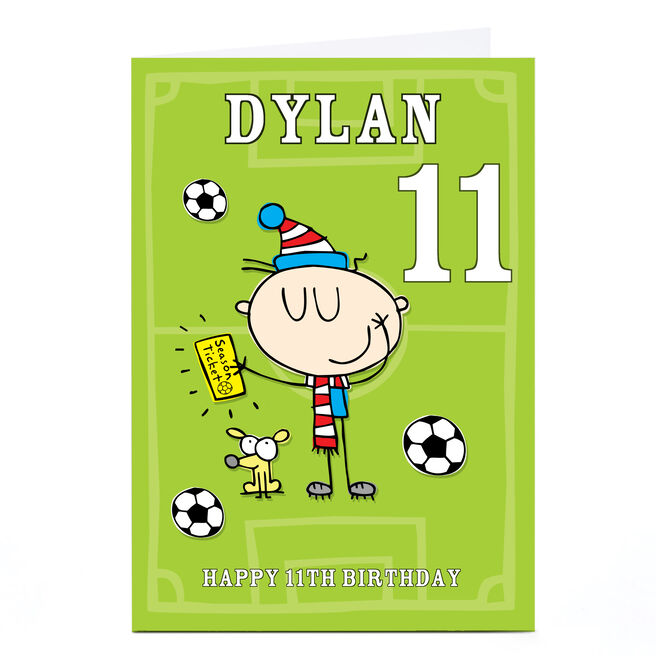 Personalised Editable Age Birthday Card - Football Fan, Any Name