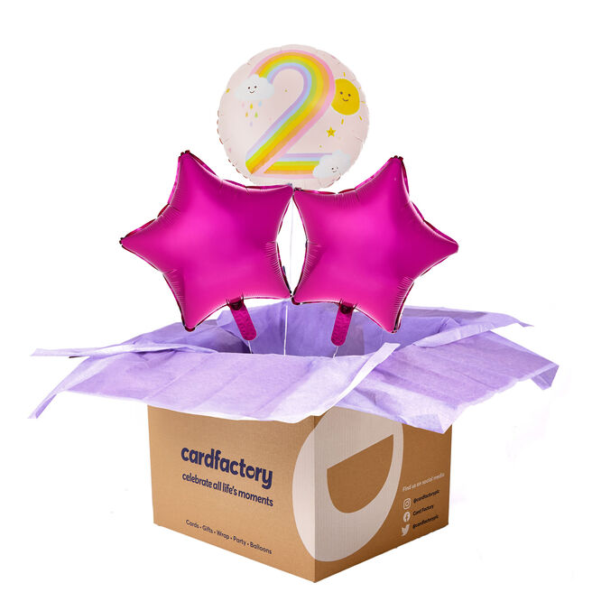 Rainbow 2nd Birthday Balloon Bouquet - DELIVERED INFLATED!