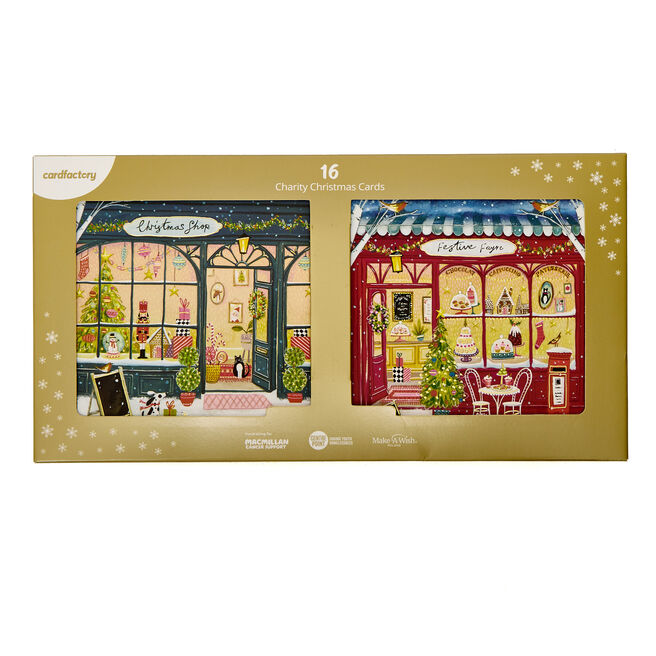 16 Cut-out Shop Charity Christmas Cards - 2 Designs
