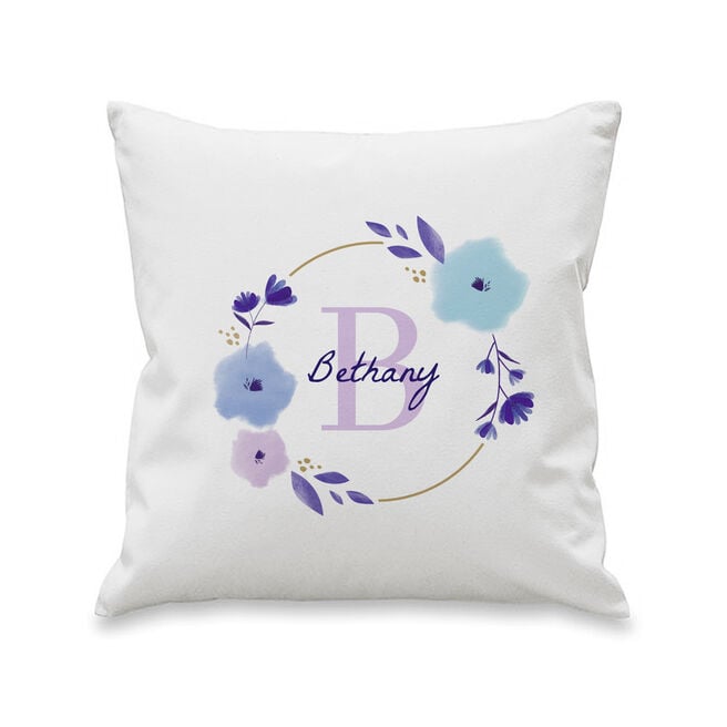 Personalised Floral Initial Cushion