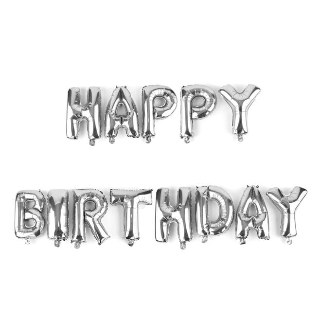 Air-Fill Silver Foil Happy Birthday Balloon Letter Banner
