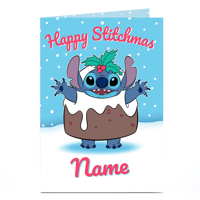 Personalised Stitch Christmas Card - Christmas Pudding, Any Name