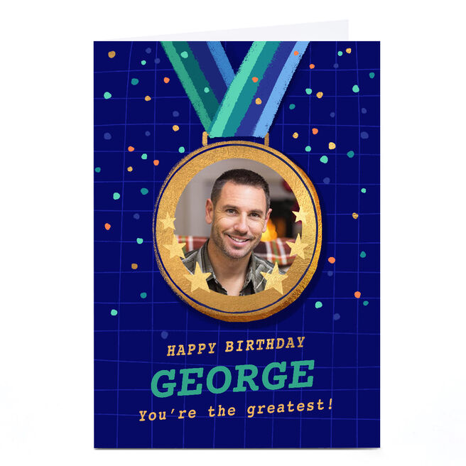 Photo Birthday Card - Medal with Photo, Any Name