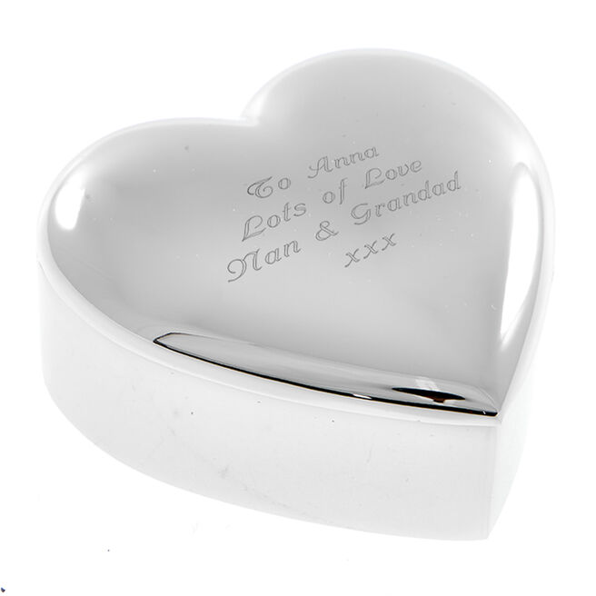 Engraved Silver-Plated Heart Trinket Box