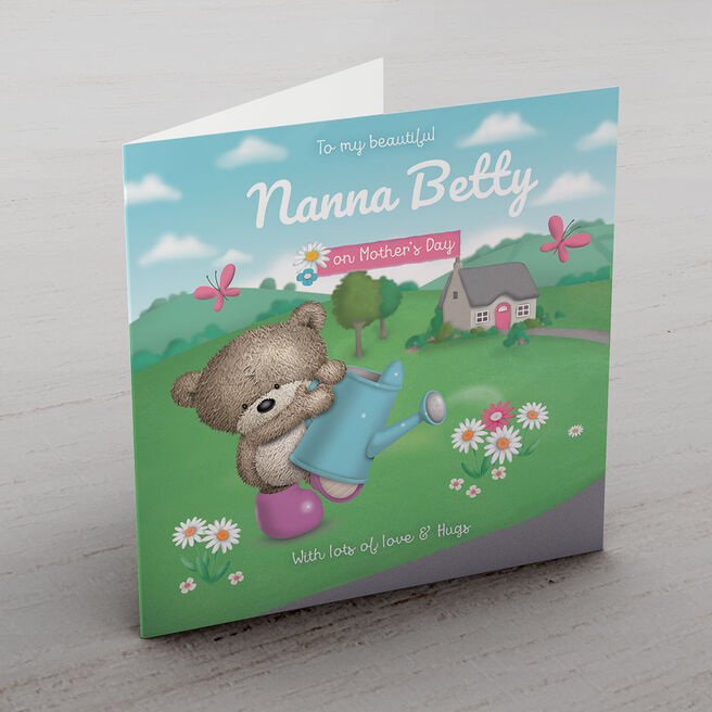 Personalised Hugs Mother's Day Charity Card - Garden Bear
