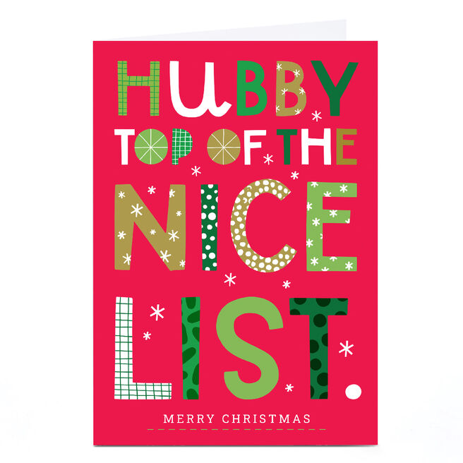 Personalised Lemon & Sugar Christmas Card - Hubby Nice List