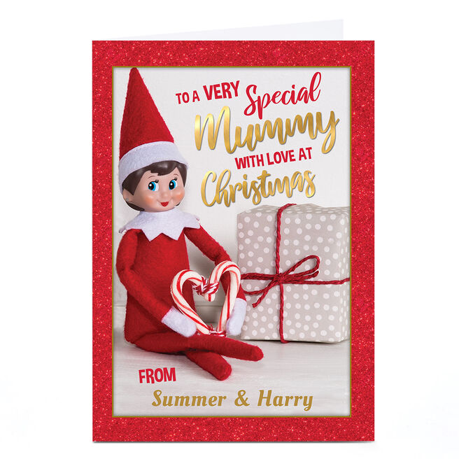Personalised Elf On the Shelf Christmas Card - Mummy